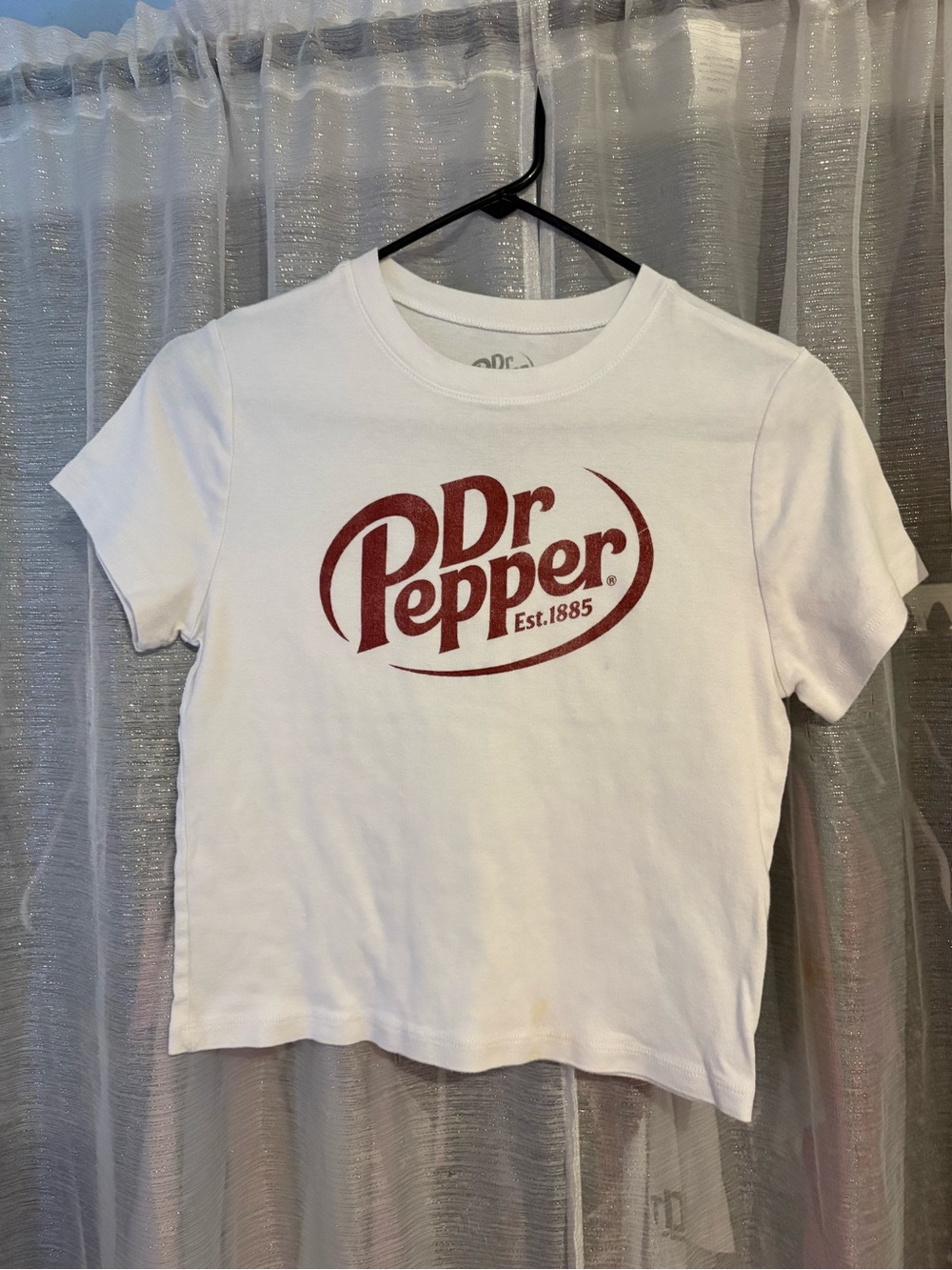 Dr Pepper White Logo Tee - White with Maroon Logo
